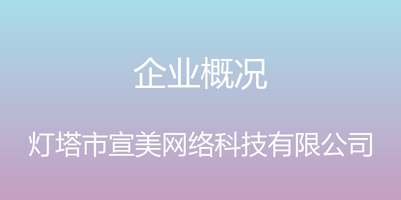 企业概况 - 灯塔市宣美网络科技有限公司