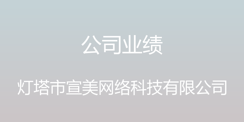 公司业绩 - 灯塔市宣美网络科技有限公司