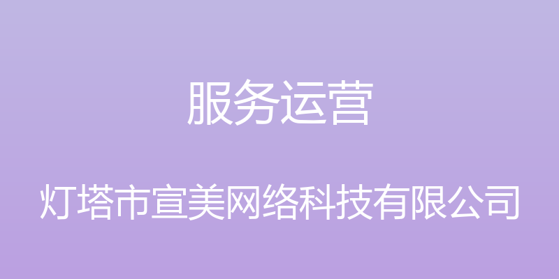 服务运营 - 灯塔市宣美网络科技有限公司